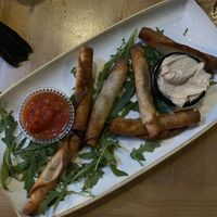 Tortilla chips whith red sauce and hummus at La Famiglia in Zadar