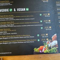 Vegan options from the menu at La Famiglia in Zadar