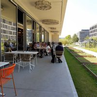 Outdoor seating at Luigia in Meyrin