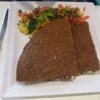 Raw bread "sandwich" at Botanique in Vilnius