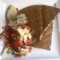 Quesadillas with a pesto and cheese filling (raw vegan)  at Botanique in Vilnius