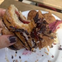 Cherry and chocolate croissant  at Massolit Books & Café in Krakow