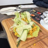 Morning routine (scrambled tofu & avocado on sourdough)  at La Birou Bistro in Brasov