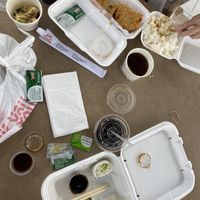 my mom got fried vegetable tempura, tofu Akadashi, I got vegetable medley roll without avocado  at Jjanga in Las Vegas