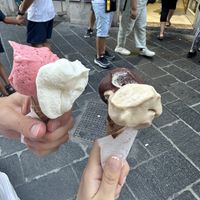 Strawberry, pina colada, ciocolato di modica, nocciola soy  at Gelatomania in Taormina