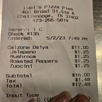 Price at Lupi's Pizza Pies in Chattanooga