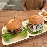 The chicken burgers!!!! I was blown away.   at Tsuchi Cafe in Toronto