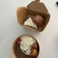 Curry with karaage, yuzu pie  at Tsuchi Cafe in Toronto