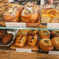 Sweet potato roll, miso caramel bread pudding at Tsuchi Cafe in Toronto