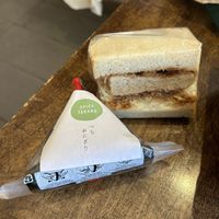 Katsu sando and onigiri   at Tsuchi Cafe in Toronto