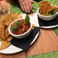 House made chips, salsa and guacamole. at El Pueblito Mexican in Bracebridge