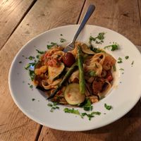 Vegan vegetable pasta at Eden's Kitchen in Edinburgh