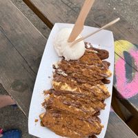 Chocolate and cinnamon waffles  at Iced on the Quay in Hayle
