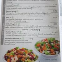 menu salads at Dean & David in Garmisch-partenkirchen