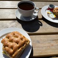 Vegan Gouda sandwich, fruits scone & sunflower spread   at Brewhouse Cafe - Seaton Delaval Hall in Seaton Sluice