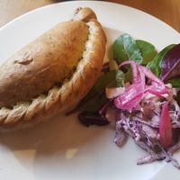 Curried cauliflower pasty with slaw at Brewhouse Cafe - Seaton Delaval Hall in Seaton Sluice