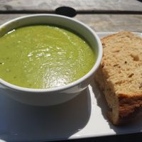 Pea and mint soup (vg) at Brewhouse Cafe - Seaton Delaval Hall in Seaton Sluice