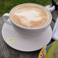 Soya decaf latte (May 2025) at Brewhouse Cafe - Seaton Delaval Hall in Seaton Sluice