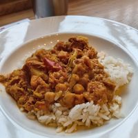 Veg curry and rice (kids meal yuk 😢) at Brewhouse Cafe - Seaton Delaval Hall in Seaton Sluice