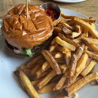 Veggie burger and fries - YUMM  at Kardinal Hall in Charlottesville