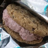 Super delicious strawberry ice cream sandwich.  Will likely get again.  at Mr.Dewie's Cashew Creamery in Oakland