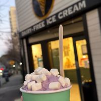 ube ice cream with (vegan) marhmallows  at Mr.Dewie's Cashew Creamery in Oakland