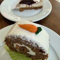 carrot cake and raspberry cheesecake   at Timeless Coffee - Webster in Oakland