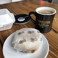 Savory Breakfast English Muff Muff w/Herbal Tea - sooooo good! 😋 highly recommend!  at Timeless Coffee - Webster in Oakland