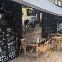 Outdoor seating at Banh Vi in Manchester