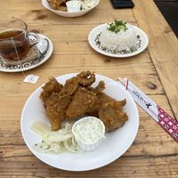 Mushroom wings and ginger tea! at Banh Vi in Manchester