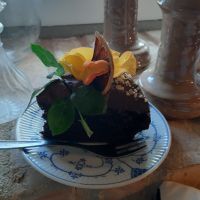 Vegan chocolate cake at Hattesgaard in Romo