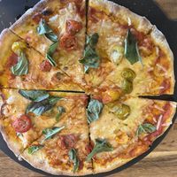 Vegan version of margherita pizza   at Mason Jar Kitchen in Eagan