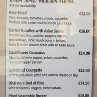 Raw and vegan menu at Ic-Centru in Gharb