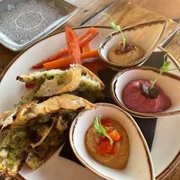 Selection of hummus at Kasbah in Ibiza