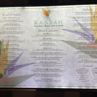 Menu kaart  at Kasbah in Ibiza