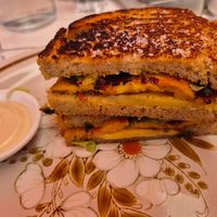 F*cking amazing toastie (spring onion chickpea pancake and cheddar with chilli oil) $18.00: tastes of chilli oil and salt only at Tyler's Milkbar in Preston