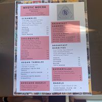 Menu   at Mystic Mocha in San Diego