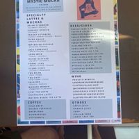 Back of menu   at Mystic Mocha in San Diego
