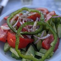 Greek salad minus the feta cheese at The Cellar Tavern in Crete