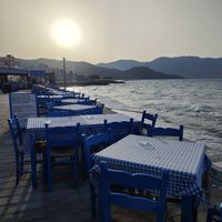 Waterfront seating at The Cellar Tavern in Crete