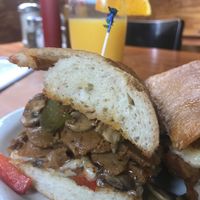 Seitan Cheese Steak with vegan cheese at Cafe Gertrude in Portland