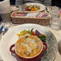 Taro gratin with veg, rice on the side at Vegetable Dining Sakai in Odawara