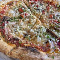 Vegan roasted vegetable pizza at Black Sheep in Beaufort