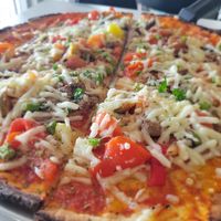 Roasted vegetable gluten free vegan pizza at Black Sheep in Beaufort