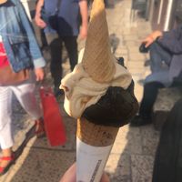 Kaki and dark chocolate on a cone at Gelateria Gentile  in Bari