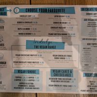 Vegan dessert menu at Indulge in Pinner