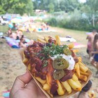 Pommes Chilli-sin-carne at Kiosk an der Schlicht in Neuhofen