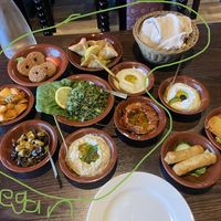 Lebanese Mixed Mezze for 2 persons. Almost completely vegan. Completely vegan possible!  at La Beirut in Motala