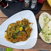 Eggplant curry + naan  at Kashmir in Brasov