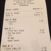 you can ask for vegan sauce! at Thai Essence in West Lafayette